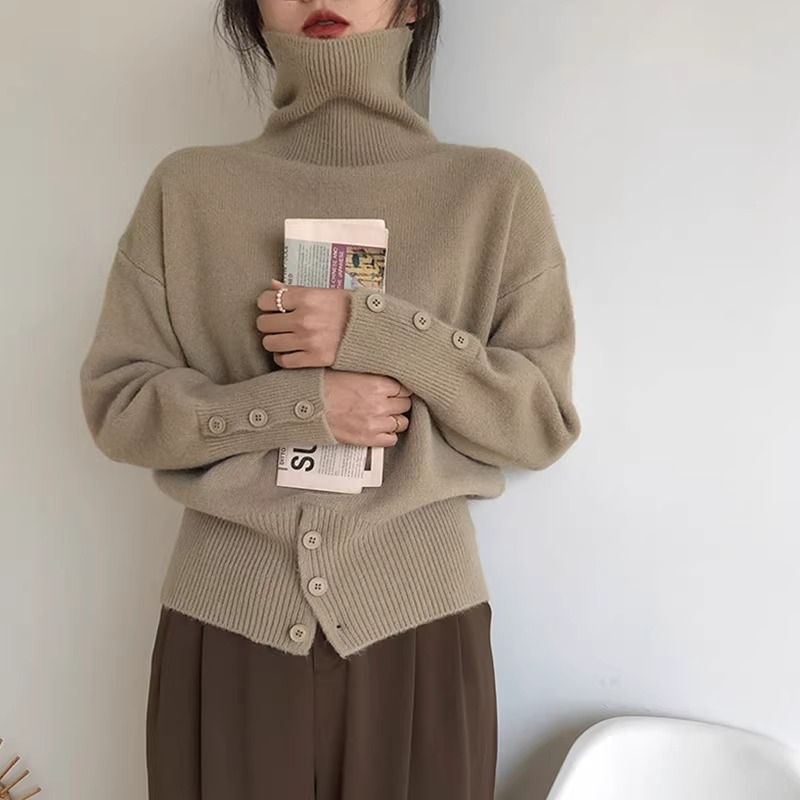 Sheep wool 2024 new style high-quality fashion temperament niche design turtleneck sweater for women