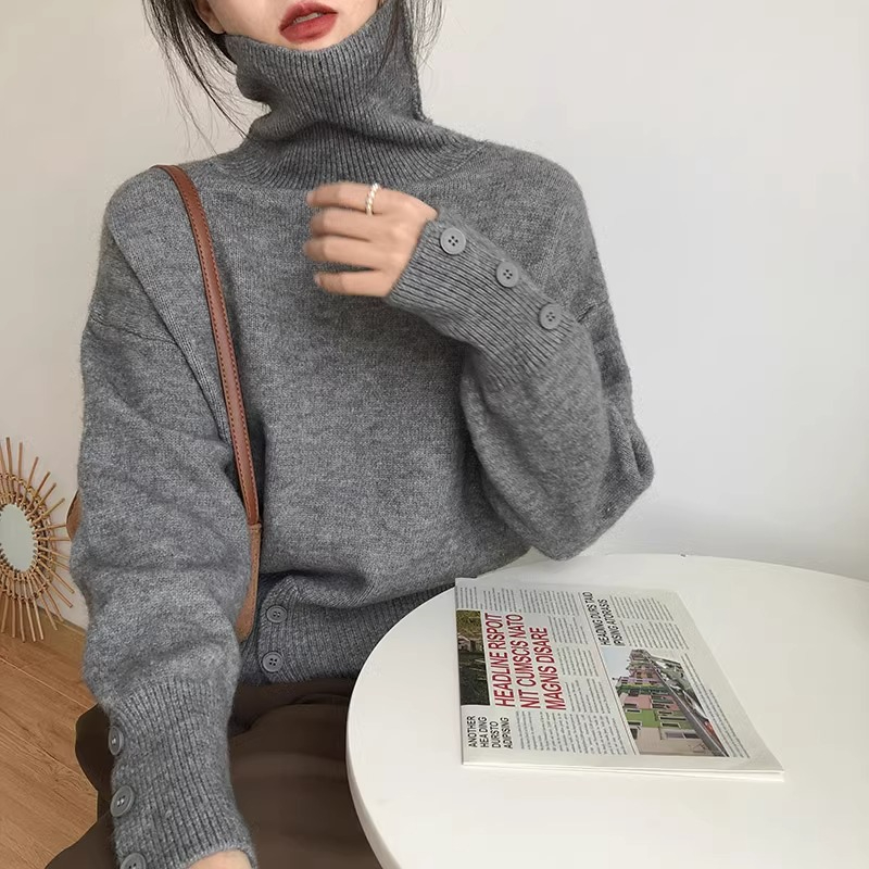 Sheep wool 2024 new style high-quality fashion temperament niche design turtleneck sweater for women