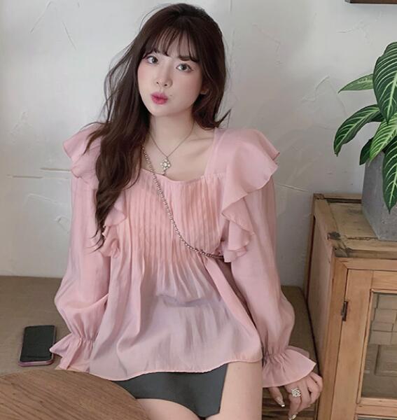 2024 Spring Clothing Large Face Slightly Fat Large Size Customized Top Long Sleeve Sunscreen Shirt Lace Small Shirt M-4XL 200 Jin