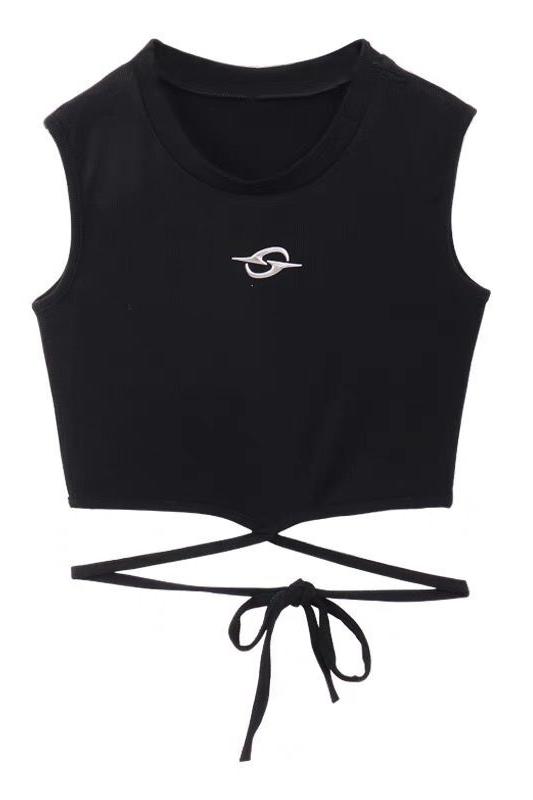Reflective silver print strappy short vest suspender short sleeves for women