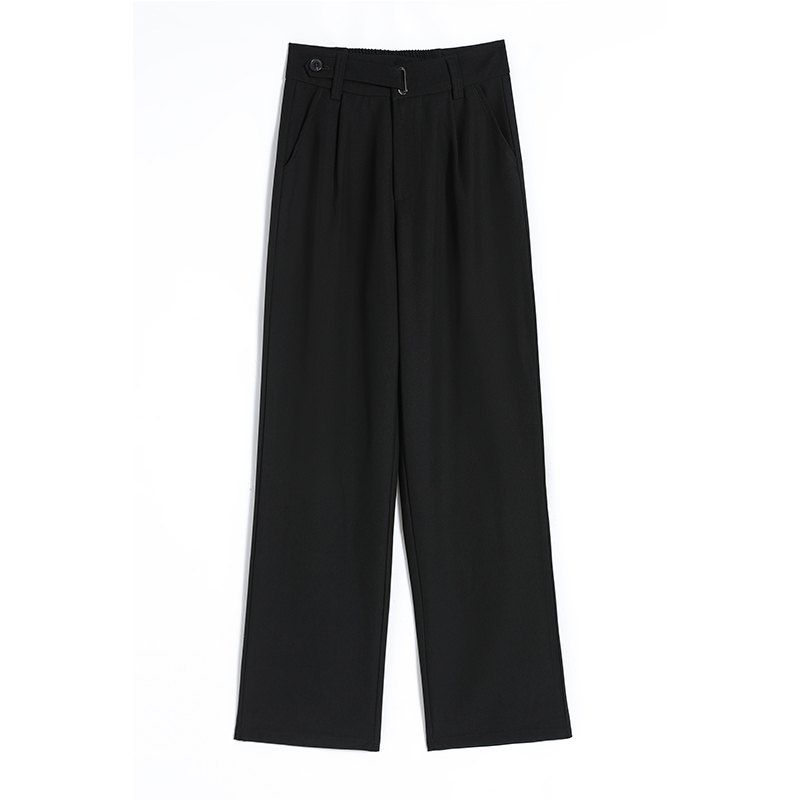 7011 real shot spring loose wide-leg pants for women high-waisted casual straight slim floor-length suit pants