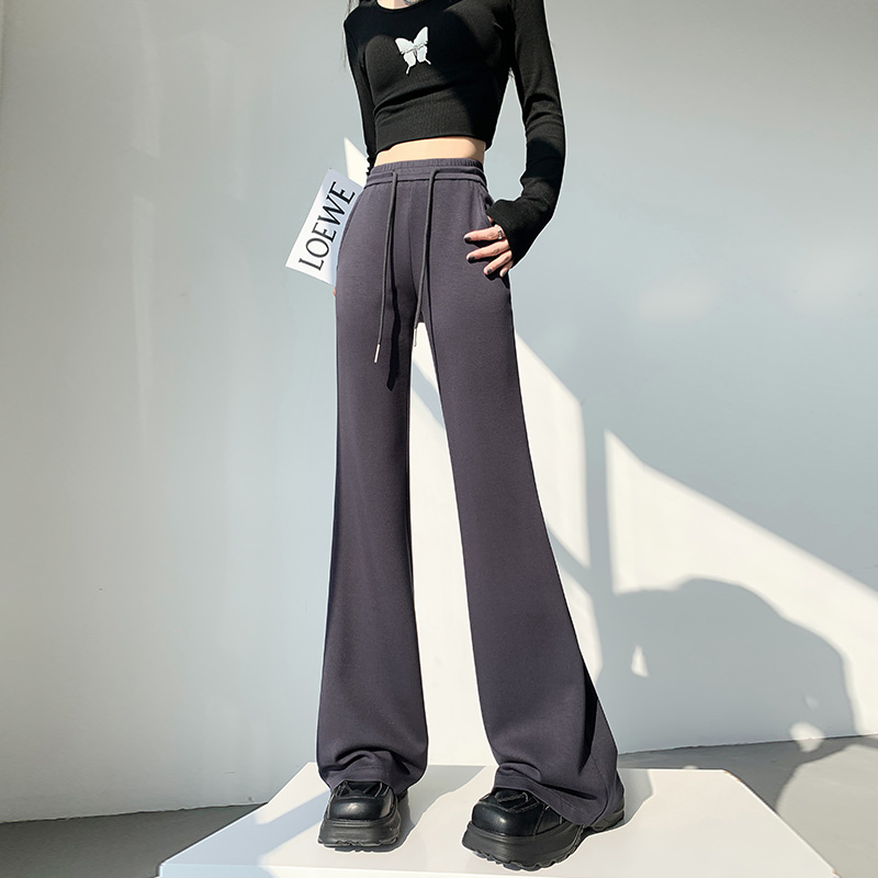 實拍美式辣妹微喇褲女2025春夏高腰顯瘦運動休閑衛褲拖地褲馬蹄褲