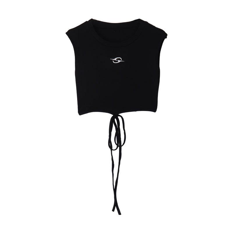 Black sweet and spicy American style vest and suspenders for hot girls to wear inside and outside for sports and white jazz dance tops for dancing