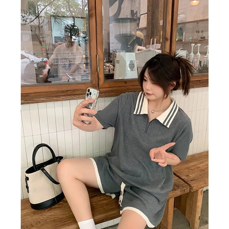 Casual shorts suit for women summer 2024 Korean version new small fashion age-reducing sports short-sleeved two-piece set