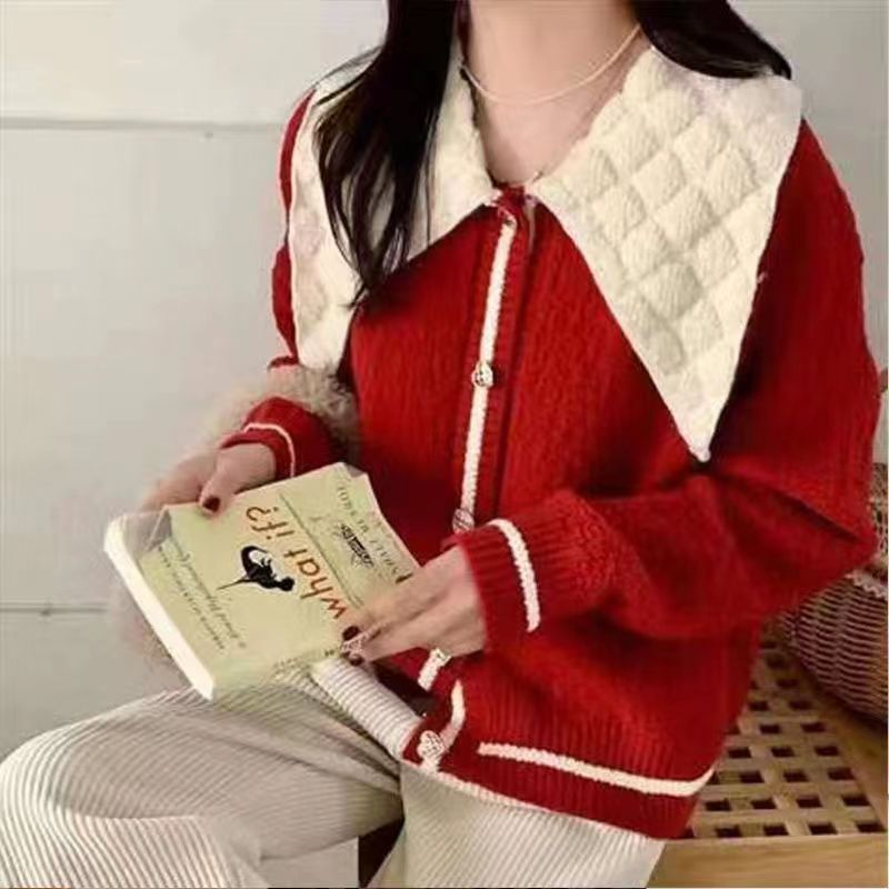 Early spring clothing Internet celebrity salt style knitted cardigan for women in autumn and winter small red sweater jacket trendy outer wear