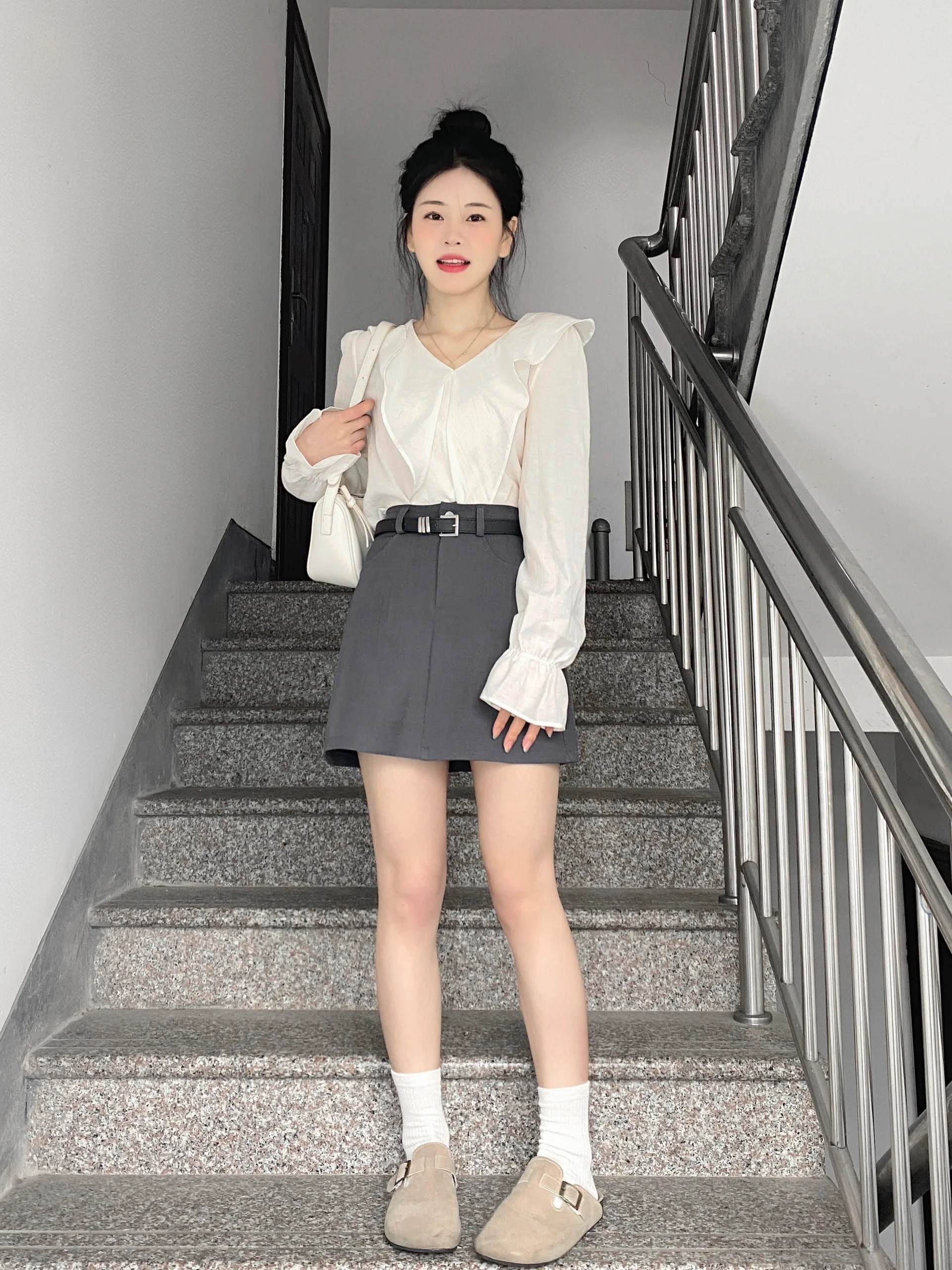 小个子穿搭一整套今年流行漂亮韩剧女主温柔气质衬衫半身裙两件套
