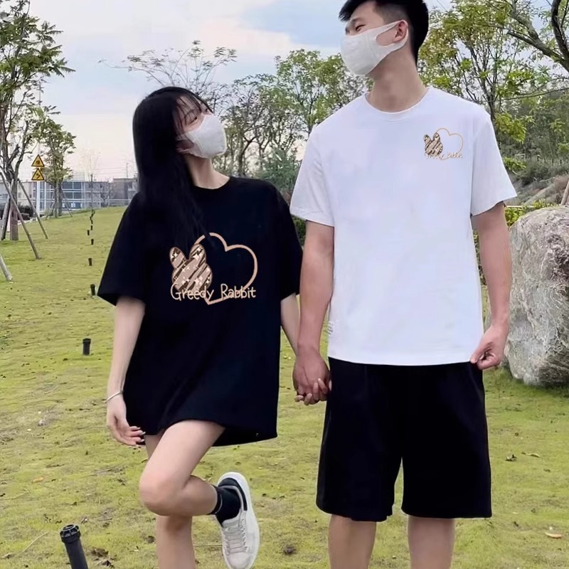Super popular summer disoo special Internet celebrity couple T-shirt different 2024 new fashion brand short-sleeved suit