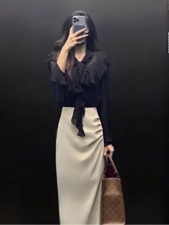 韩剧名媛小香风高级感衬衫+气质半身裙2024春季新款洋气职业套装