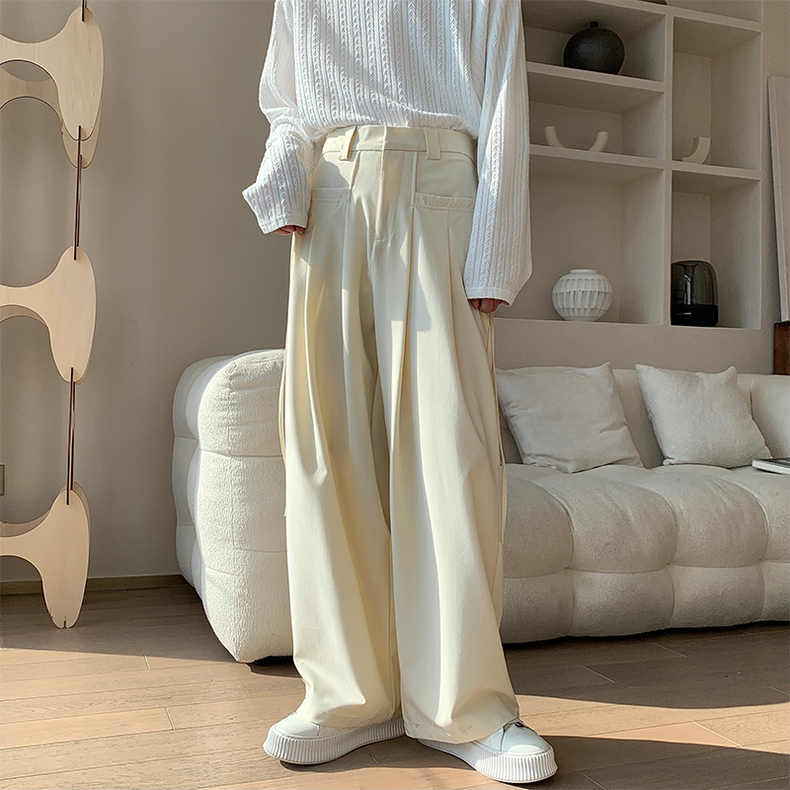 春夏设计感系带高腰裤子女高个子垂感阔腿裤咖色工装加长裤子