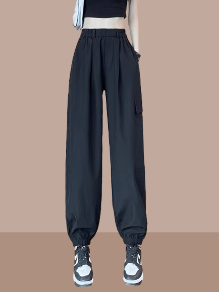 工装裤束脚女夏季薄款2024新款高腰垂感透气速干裤美式哈伦运动裤