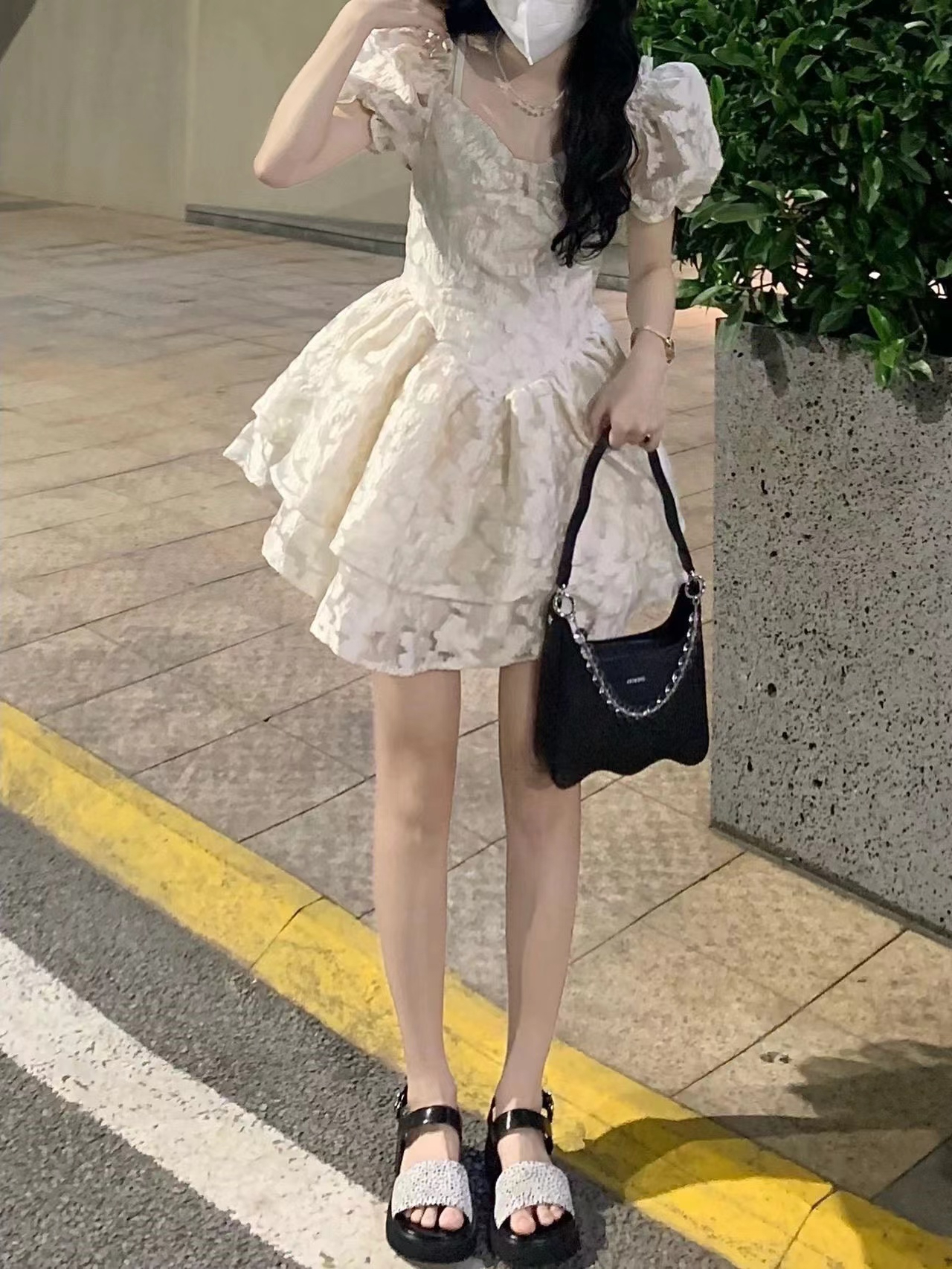 Street style girl dress summer 2024 internet celebrity retro high-end design a-line skirt
