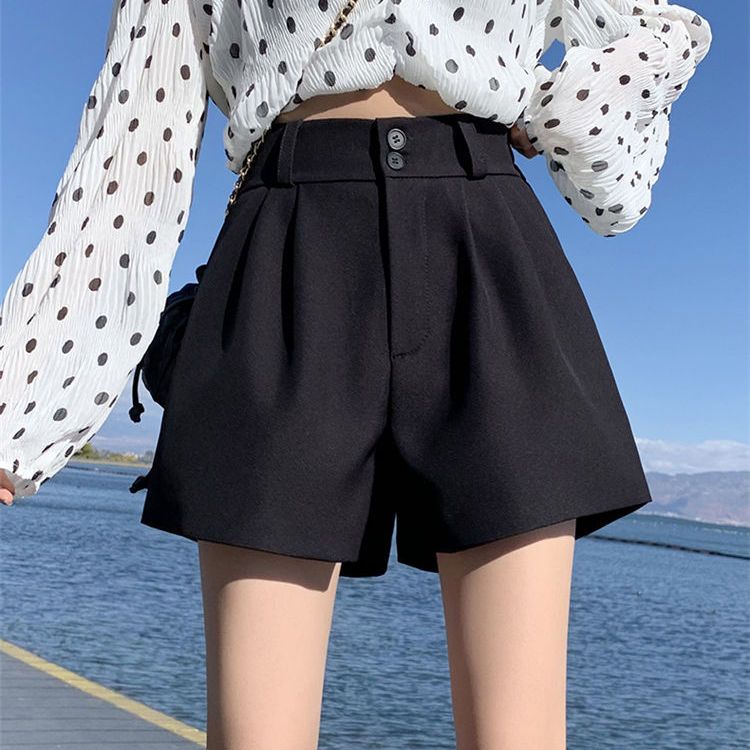 Suit shorts for women 2024 spring and summer new style high-waist slim casual pants fashion versatile wide-leg pants Korean style hot pants