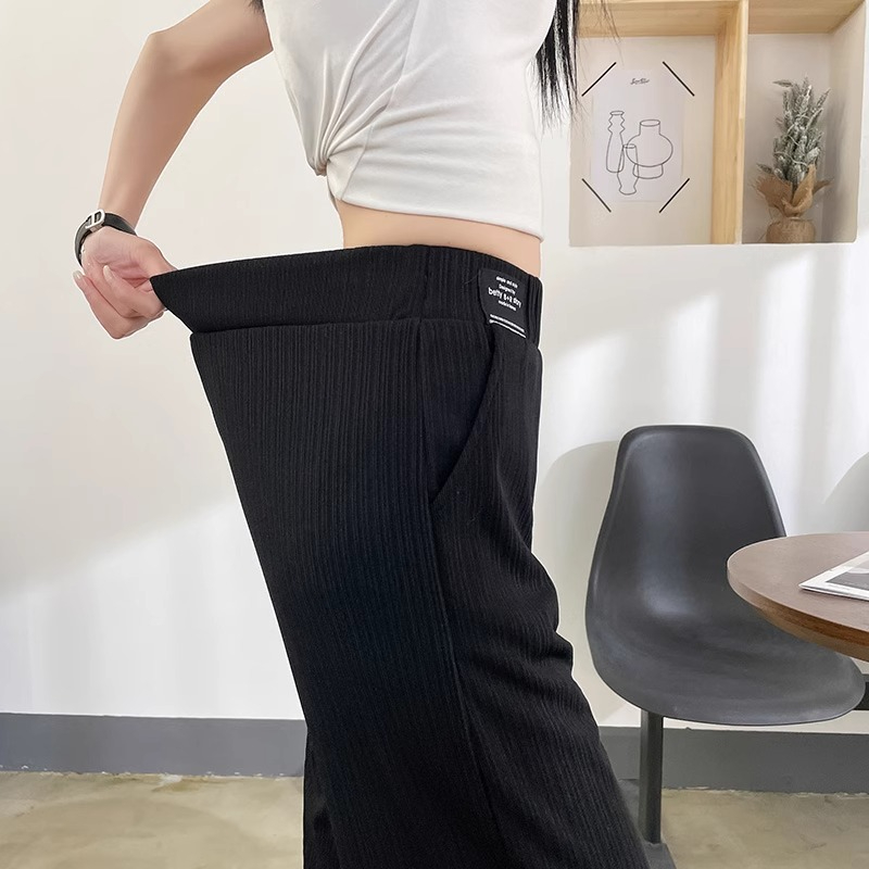 Original workmanship summer thin slit straight new style drape casual mid-pants 7-point wide-leg ice silk cool pants