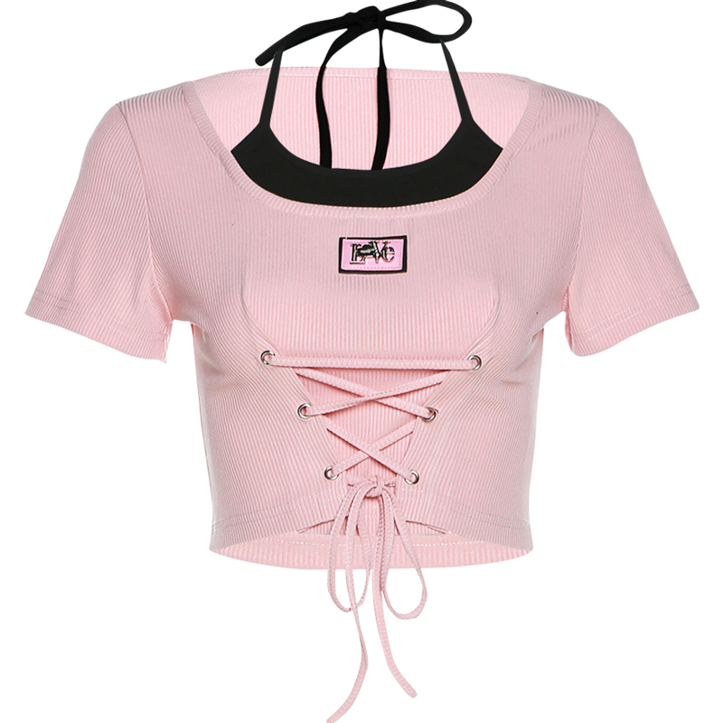 Summer sweetheart hottie style short-sleeved T-shirt for women, waist-cinching design, short top, sexy and slim