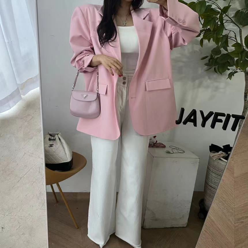 South Korea's Dongdaemun slim lapel casual solid color two-button slit back suit jacket for women