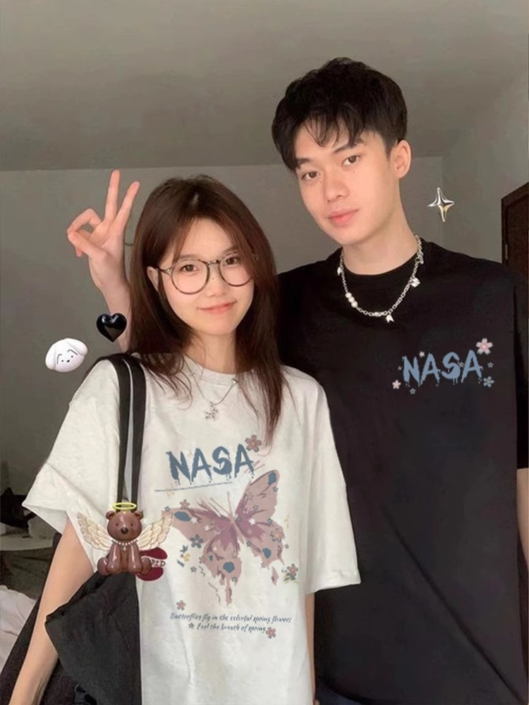 Summer t-shirt, summer internet celebrity high-end suit, special and different couple outfit, 2024 new clothes, short sleeves