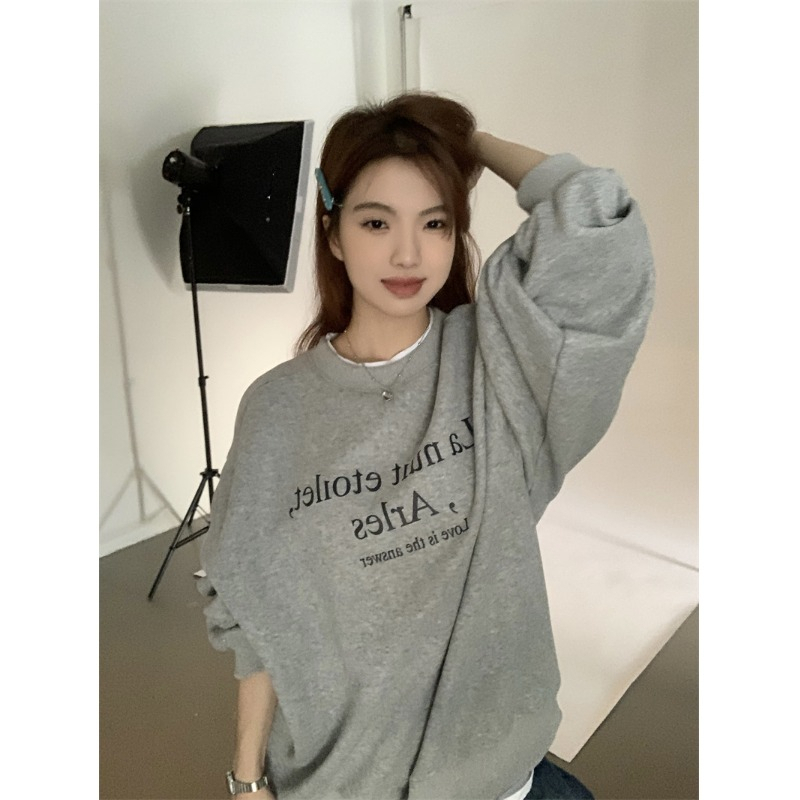 Super hot cec sweatshirt for women spring and autumn Korean version oversize hooded thin jacket ins trendy student loose top