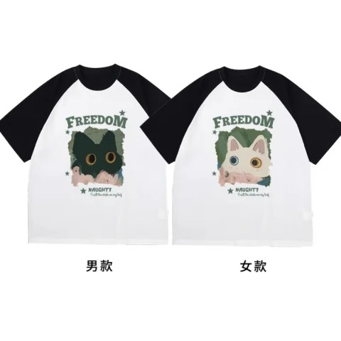 Special high-end and different suits for couples, summer T-shirts, summer raglan short sleeves, 2024 new clothes