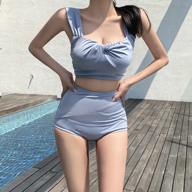 韩国新款泳装性感美背遮肚显瘦小清新印花学生少女连体泳