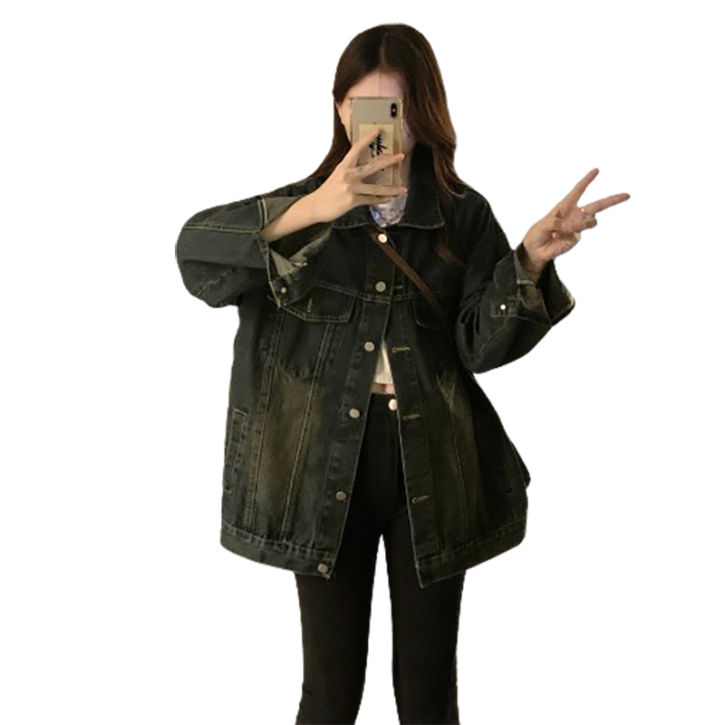 Real shot ~ American high street retro loose washed distressed denim jacket for women 2024 spring and autumn new style