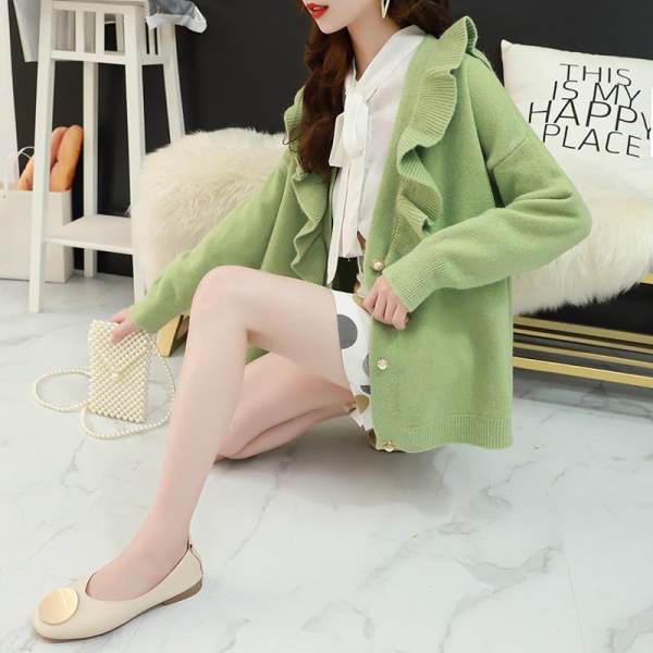 Spring new style loose student style sweater jacket women's lazy style fungus sweater cardigan women's clothing