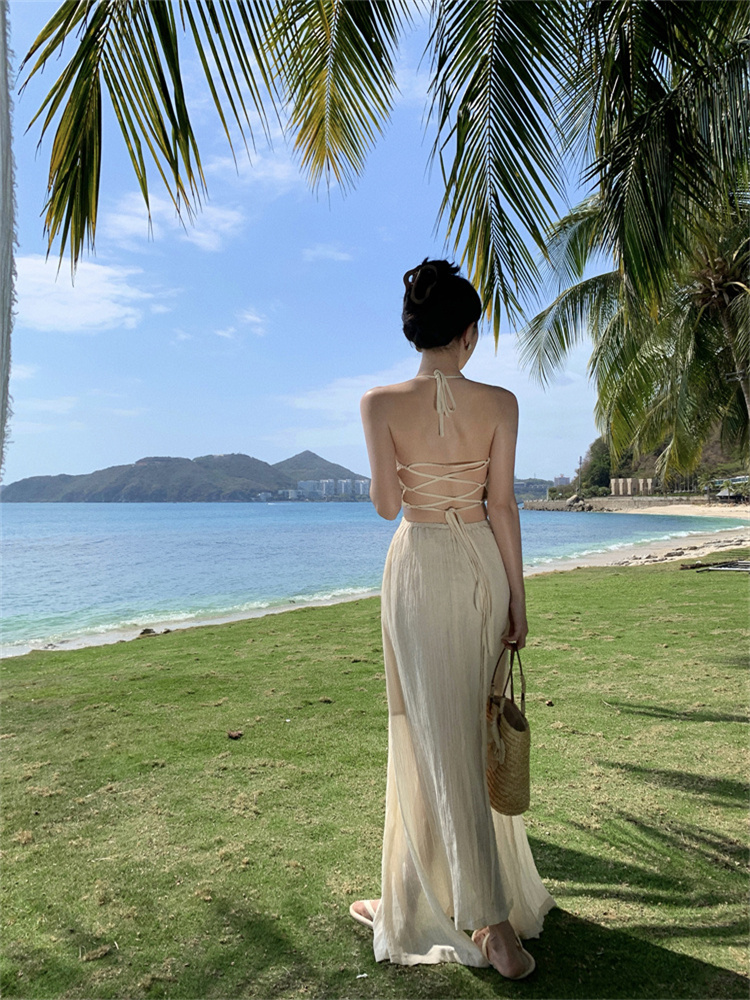實拍午后日記拍照絕美海邊連衣裙