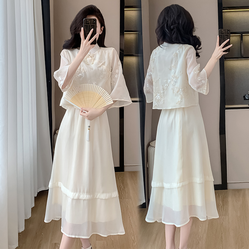 實拍新中式國風漢元素套裝連衣裙女裝夏2024新款改良旗袍漢服裙子