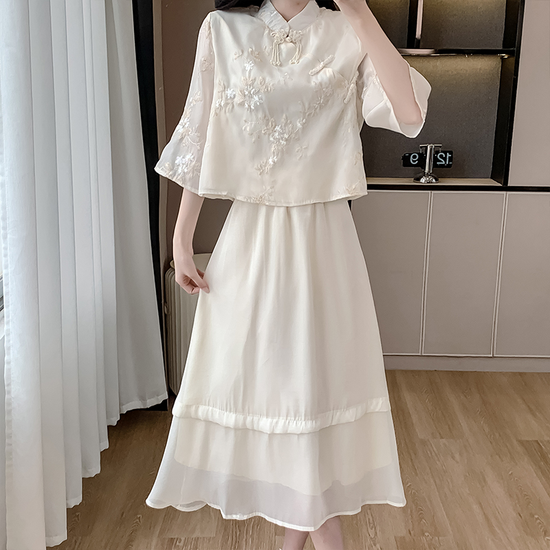 實拍新中式國風漢元素套裝連衣裙女裝夏2024新款改良旗袍漢服裙子
