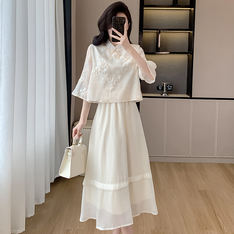 實拍新中式國風漢元素套裝連衣裙女裝夏2024新款改良旗袍漢服裙子