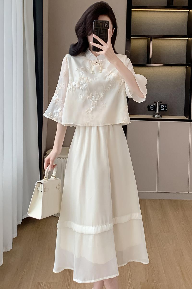實拍新中式國風漢元素套裝連衣裙女裝夏2024新款改良旗袍漢服裙子