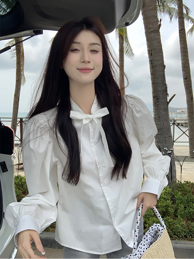 Real shot of early spring Korean chic simple fashion suit denim suspender skirt + white shirt