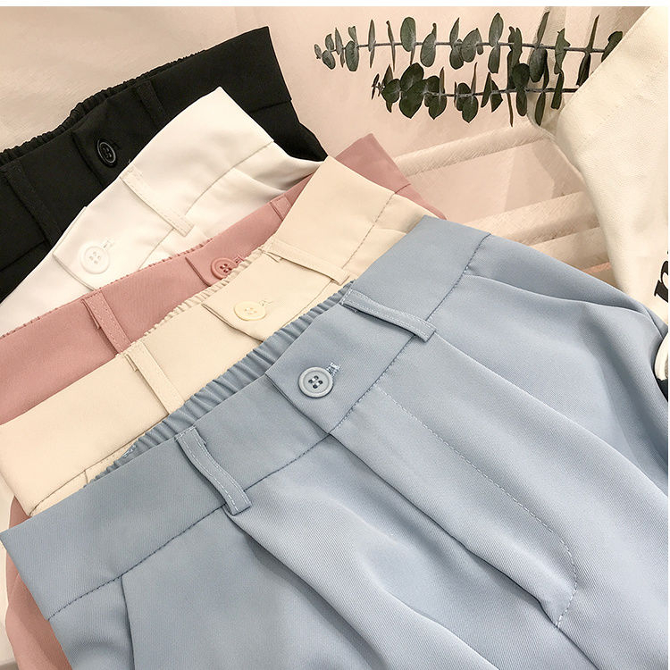 Suit pants for women 2024 spring and summer new Korean style high-waisted loose slim straight pants nine-point cigarette pipe casual small suit pants