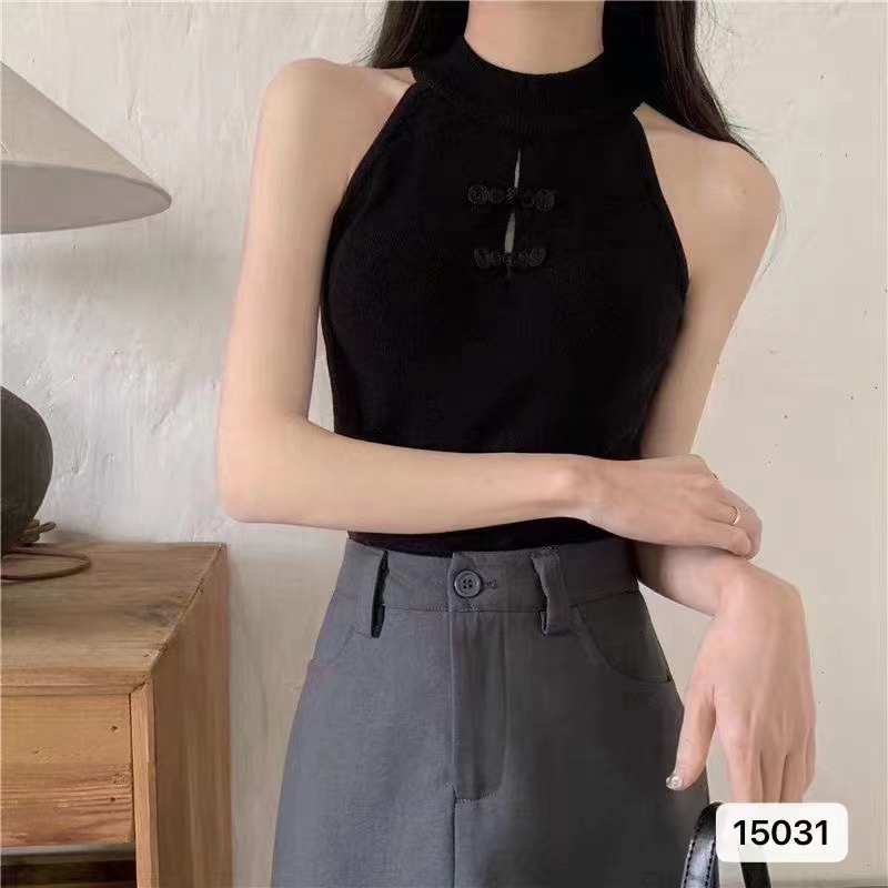 新中式国风半高圆领洋气短袖针织衫女夏季新款设计感镂空显瘦上衣