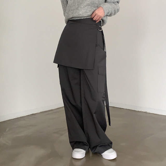 韩国chic春季新款设计感不规则休闲工装裤