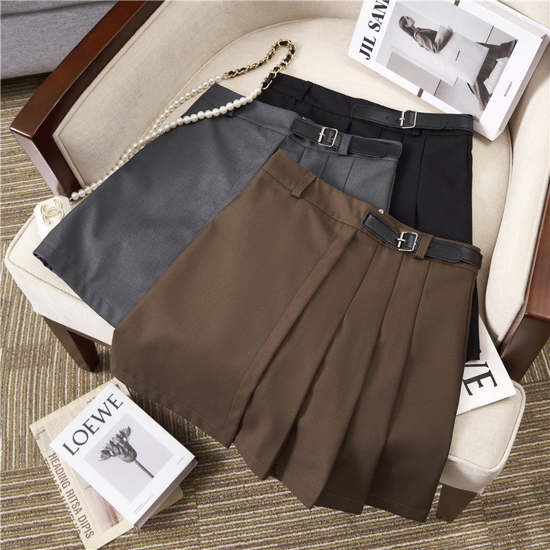 Actual shot of new summer women's Korean style design pleated skirt high waist slim little black skirt half skirt