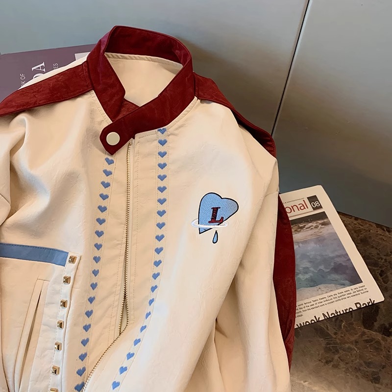 设计感撞色拼接夹克短外套女秋季新款时尚港风个性棒球服上衣