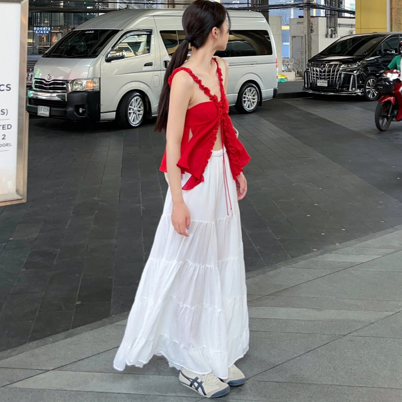 Original raw materials, enlarged version to be able to be tied tightly around the chest, 3-standard American red lace backless tube top strap