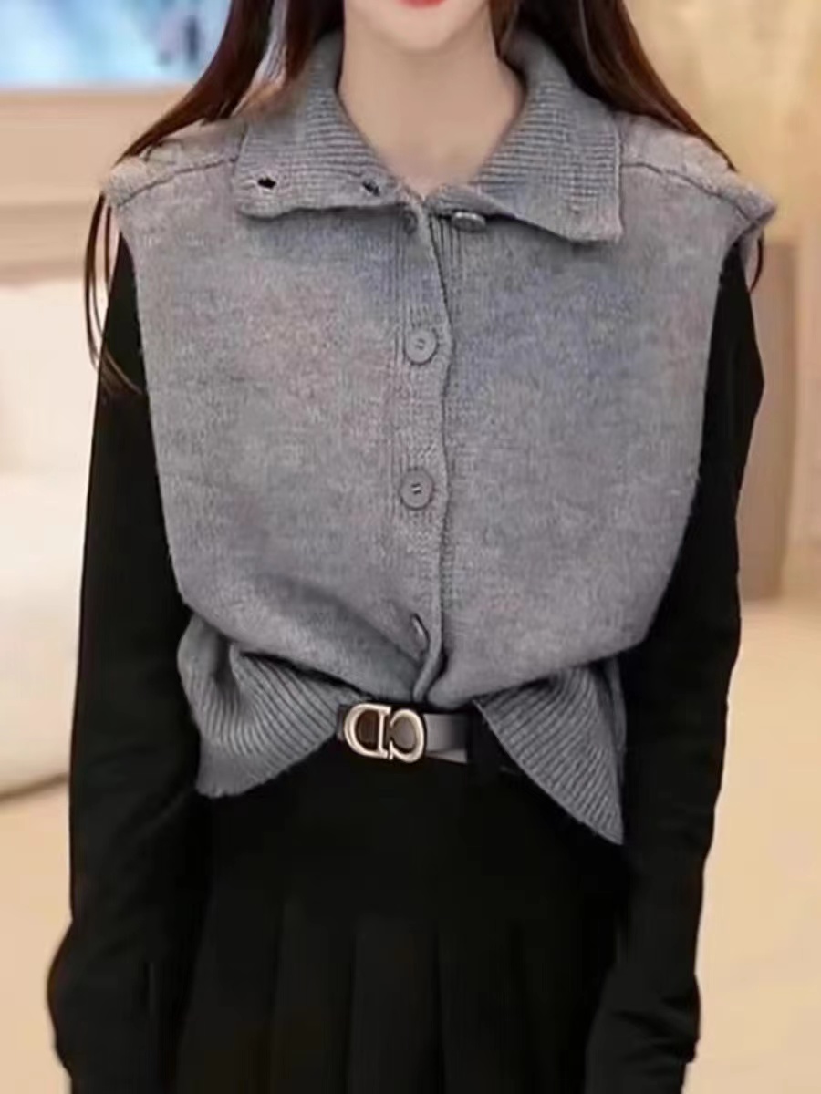 高领毛衣女春季外穿2024年新款韩版洋气设计感双面穿针织背心