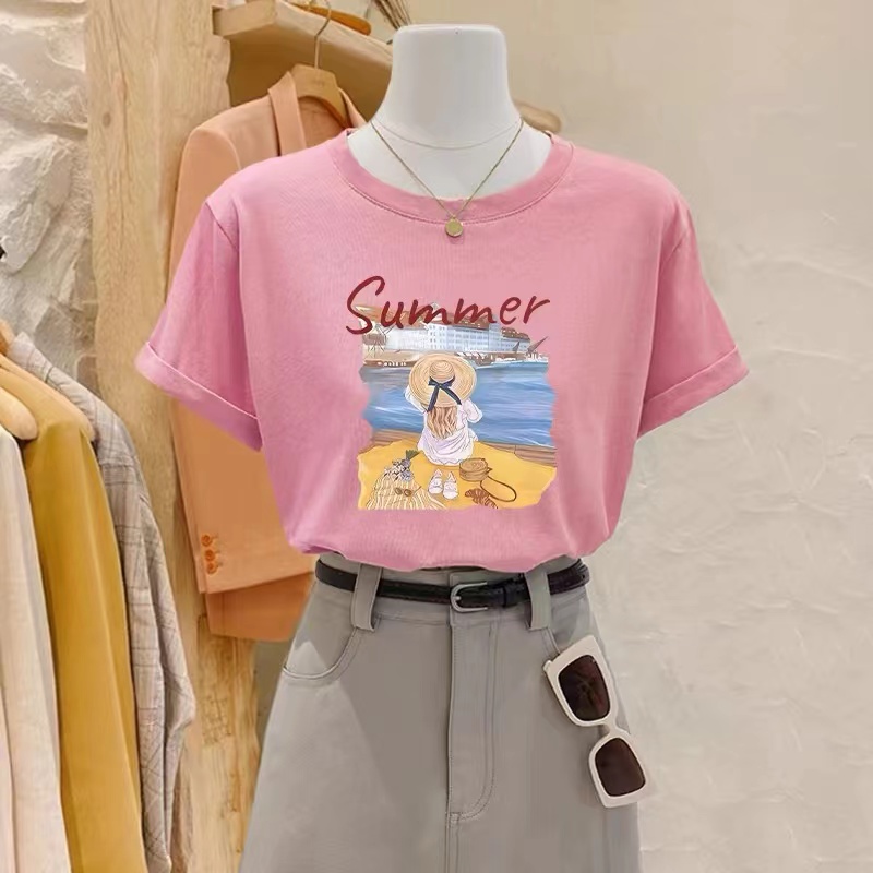 韩版ins减龄学院风字母印花短袖T恤衫夏季款宽松显瘦休闲百搭上衣