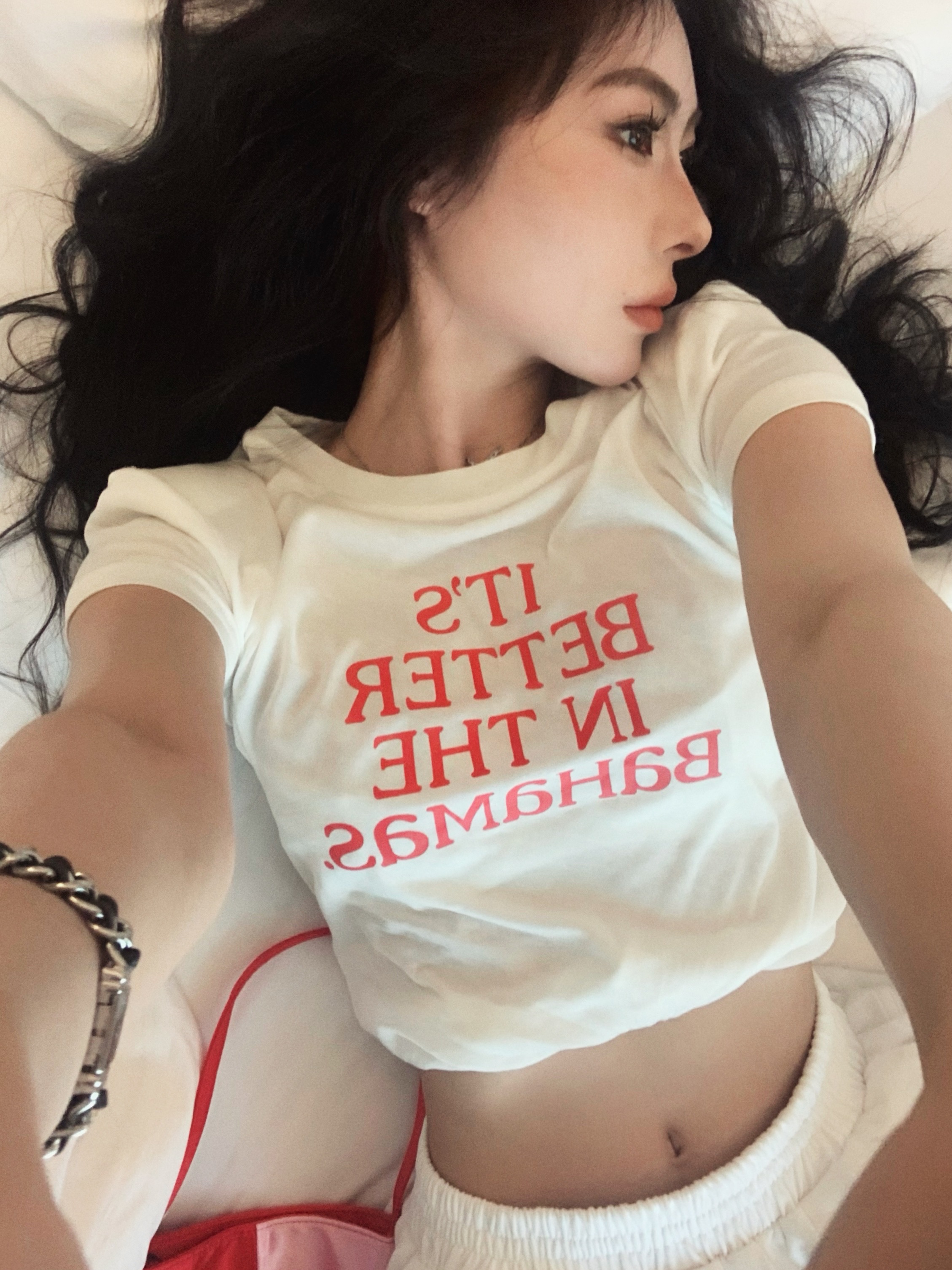 实拍 韩版简约基础舒适字母印花短袖t恤上衣