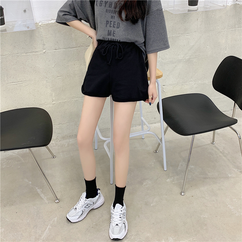 612#-Real shot 65/35 fish scale five colors summer new high waist slimming elastic waist wide leg shorts for women