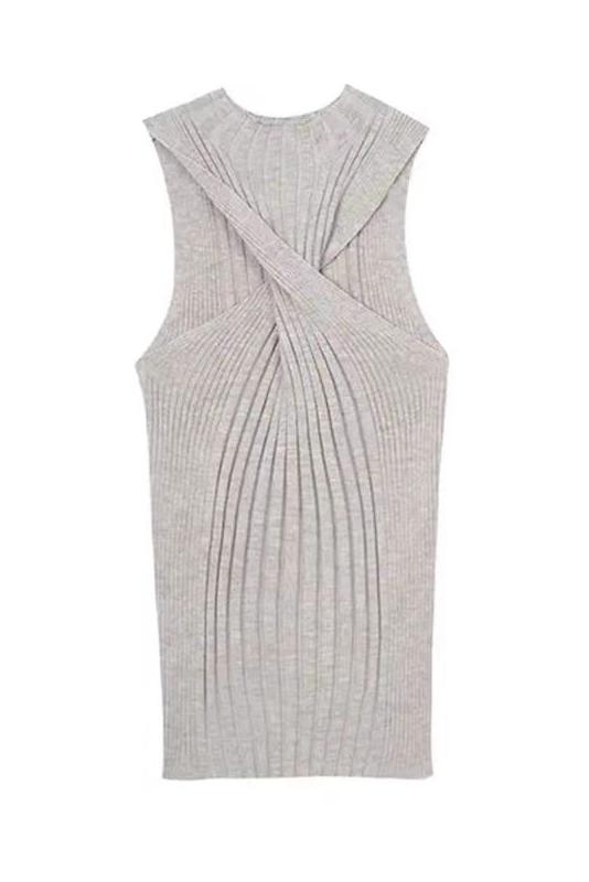 Korean style design, discreet, off-shoulder halter neck, twisted knitted vest, slim fit, sexy hottie top, women's summer