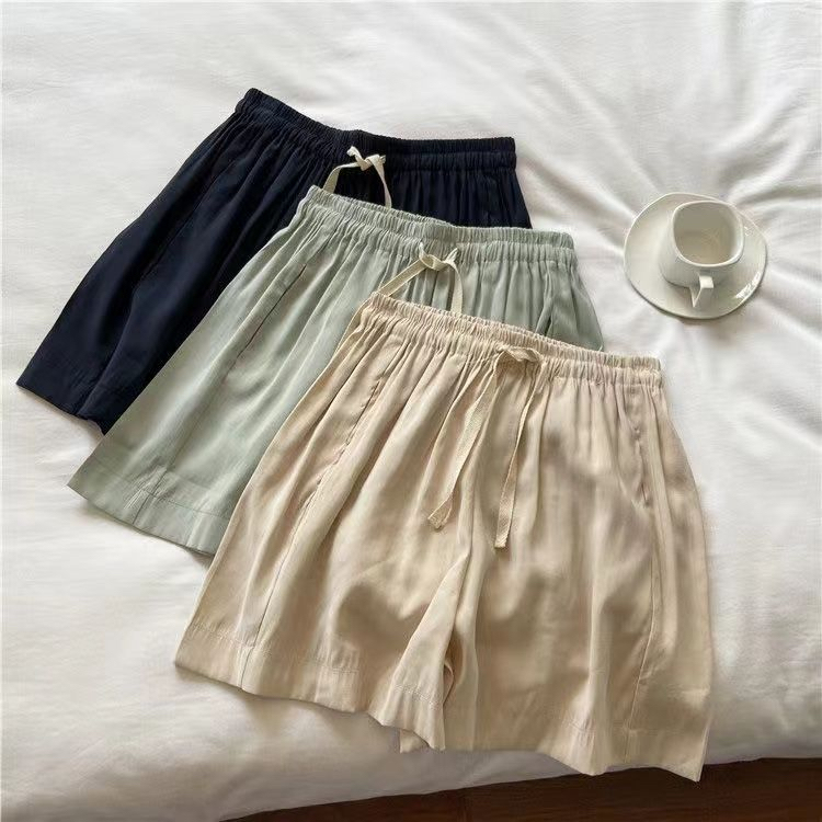 Large size new summer cool ultra-thin casual shorts women's high-waist slim loose straight home wide-leg hot pants