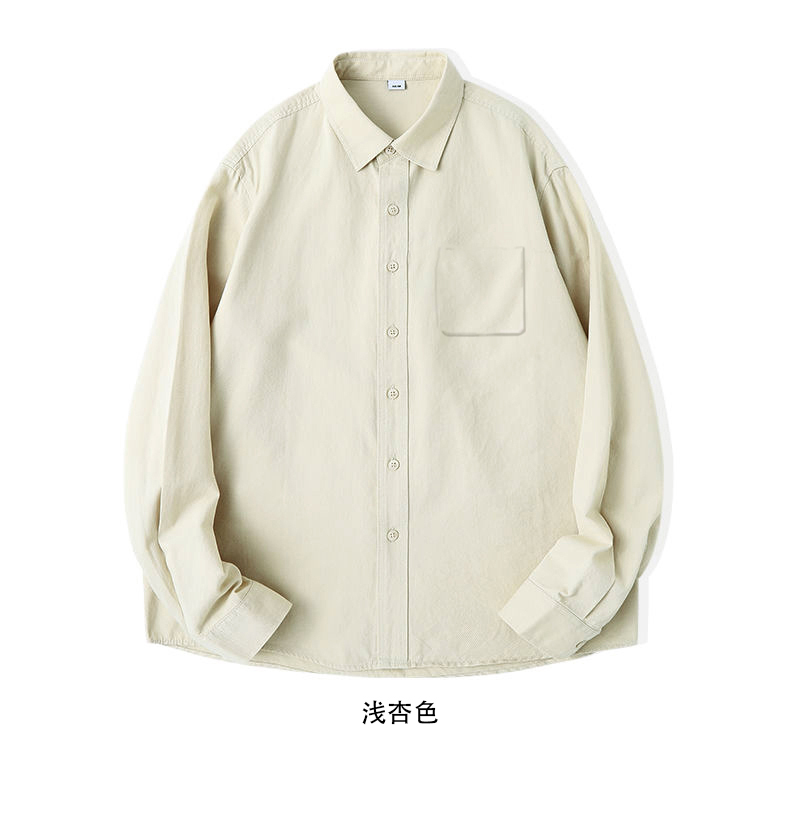 100%水洗纯棉 单衣袋 长袖纯色衬衫上衣光板宽松开衫外套