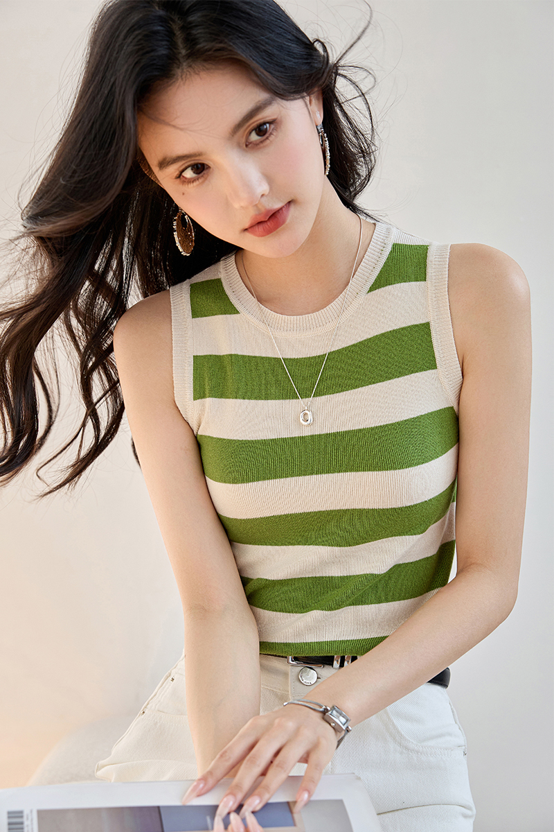 實拍◆有◆條紋針織背心女內搭夏季外穿甜美打底無袖吊帶上衣