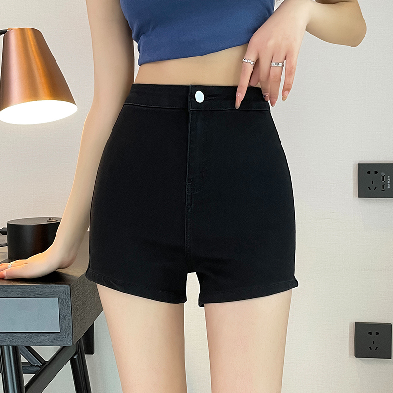 Real shot of 2024 spring and summer high-waisted ultra-shorts for hot girls, retro jeans for small people to wear, looking slim and tight