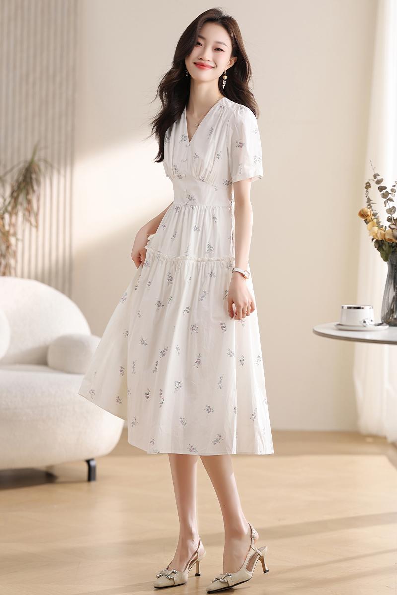 實拍 茶歇法式碎花連衣裙女夏季黑色氣質顯瘦長裙子