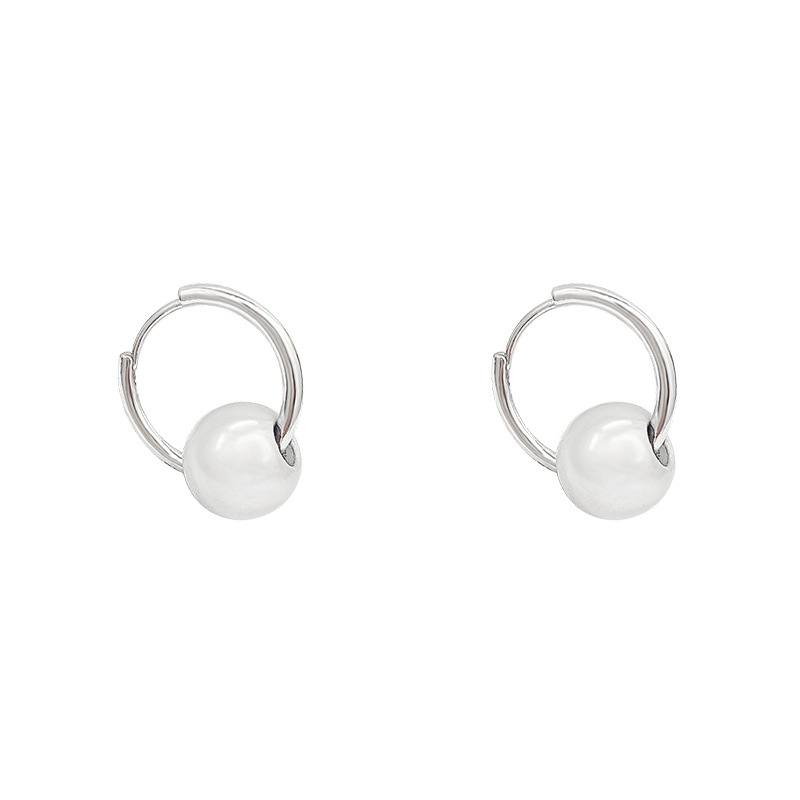 925 silver needle high-end design brushed hoop earrings for women ins fashion versatile temperament internet celebrity same style earrings earrings