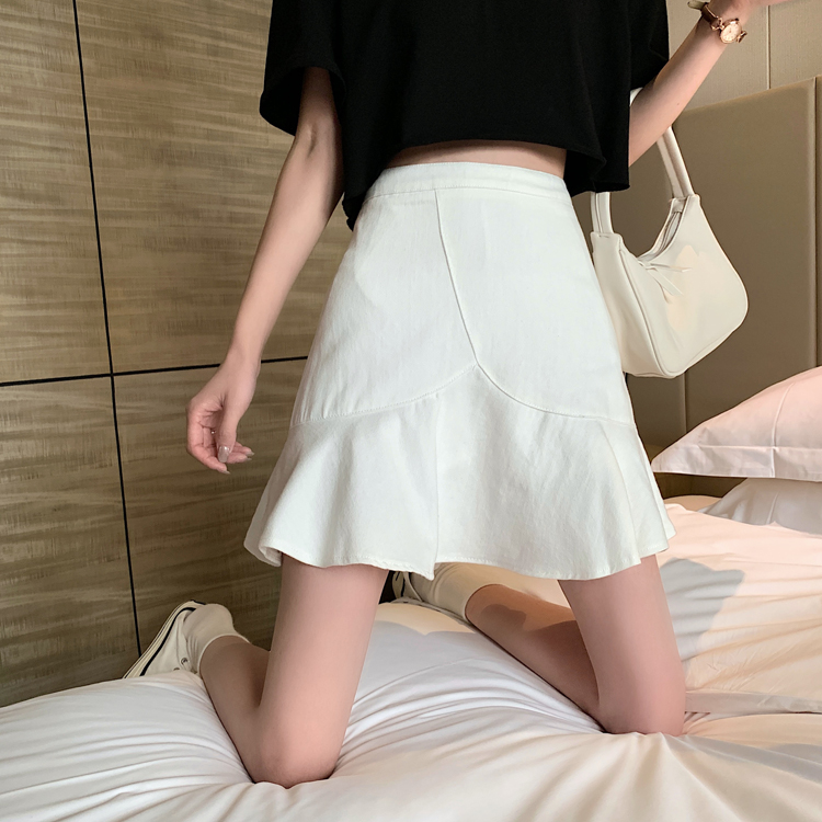 Actual shot~High-waisted short skirt for women 2024 new summer style A-line slimming fishtail skirt versatile ruffled skirt