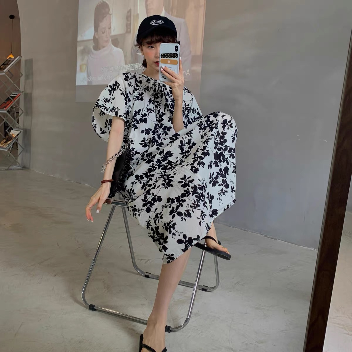 夏季新款大码女装韩版连衣裙时尚宽松洋气中长款碎花裙M-4XL200斤